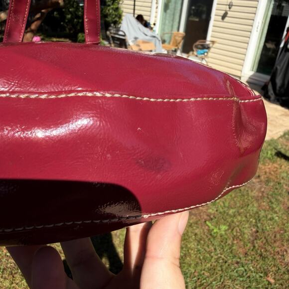 Vintage Red Guess Hobo Bag Chunky Hardware Patent Leather Rare Design - Picture 8 of 16